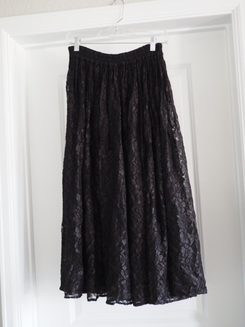 HolyClothing Black Lace Maxi Skirt S/M Goth Boho Fairycore Rayon Renaissance - Picture 4 of 10